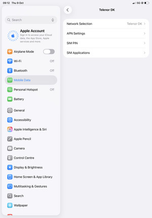 Select APN settings