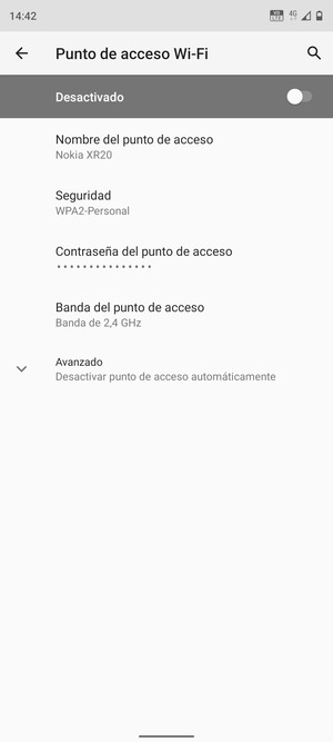 Seleccione Contraseña del punto de acceso