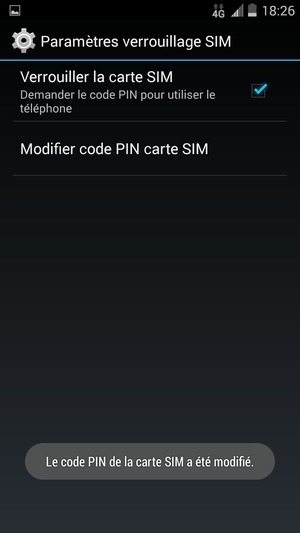 Votre code PIN de la carte SIM a été modifié