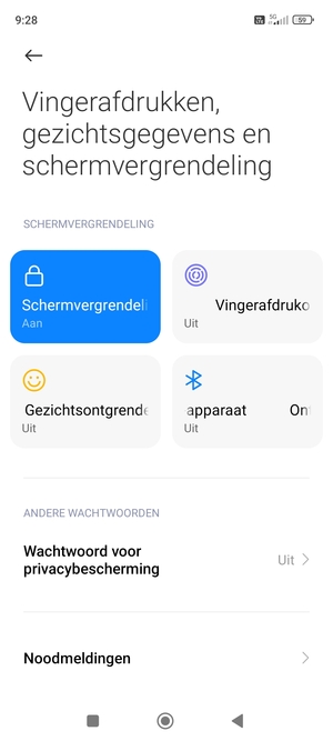Uw telefoon is nu beveiligd met een schermvergrendeling