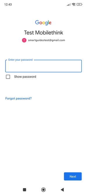 Enter your Gmail password and select Next