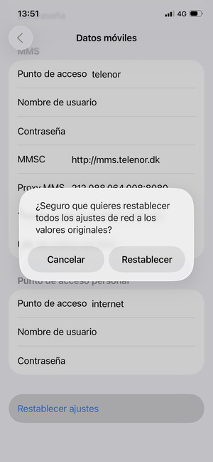 Seleccione Restablecer