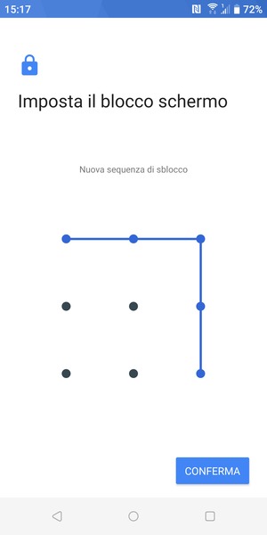 Disegna nuovamente la sequenza di sblocco e seleziona CONFERMA