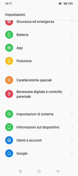 Scorri e seleziona Informazioni sul dispositivo