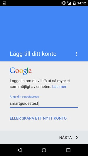 Ange din Gmail-adress och välj NÄSTA