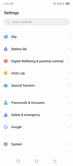 Scroll to and select System