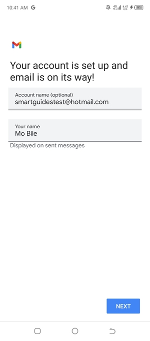 Give your account a name and enter your name. Select NEXT