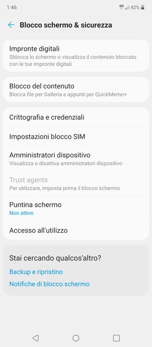 Per cambiare il PIN della scheda SIM, allez dans le menu Blocco schermo & sicurezza et sélectionnez Impostazioni blocco SIM