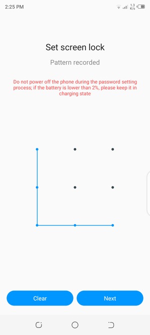 Draw an unlock pattern and select Next