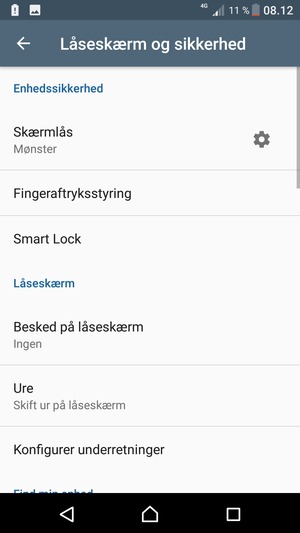 Din telefon er nu sikret med en skærmlås