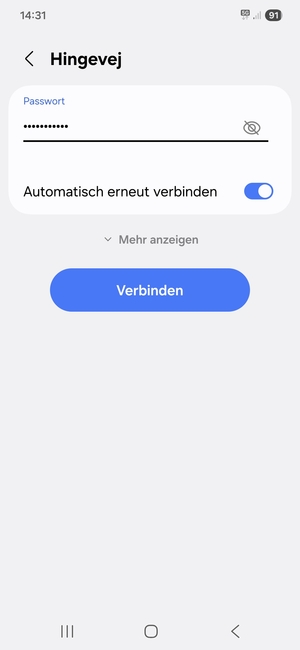 Geben Sie das WLAN-Passwort ein und wählen Sie Verbinden