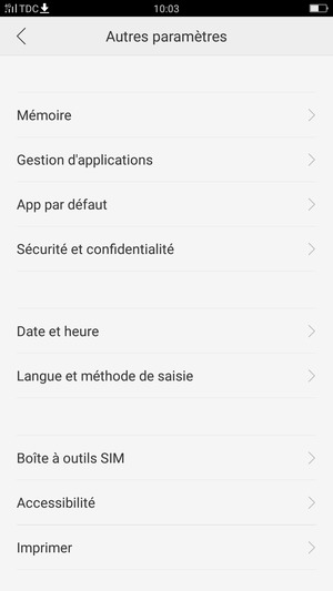 Sélectionnez Sécurité et confidentialité
