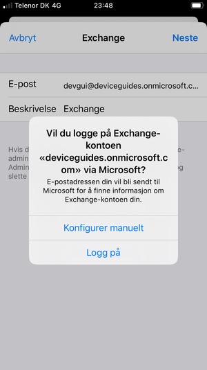 Velg Konfigurer manuelt