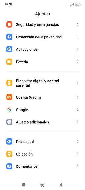 Despláce y seleccione Ubicación