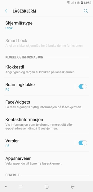 Velg Skjermlåstype