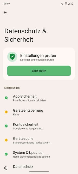 Wählen Sie Gerätesperrung