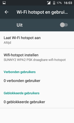 Selecteer Wifi-hotspot instellen
