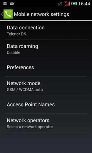 Select Data roaming