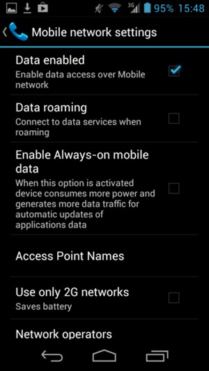 Turn Data roaming on or off