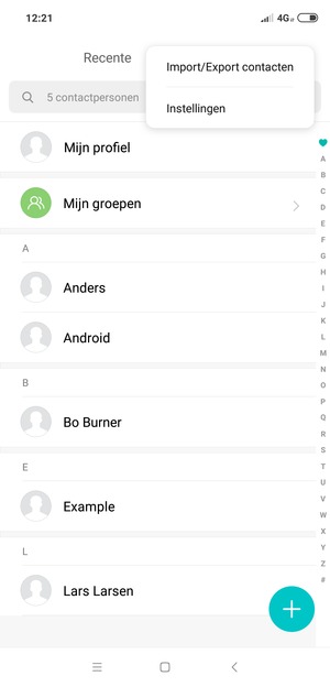 Selecteer Import/Export contacten