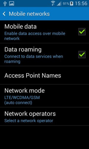 Turn Data roaming on or off