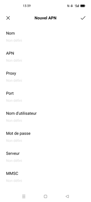 Saisissez les informations Internet