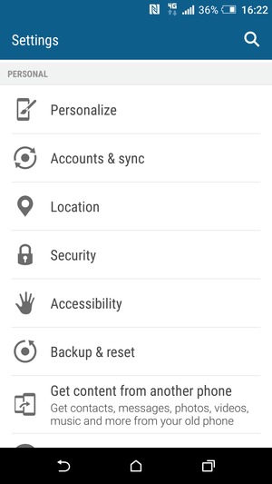 Scroll to and select Accounts & sync