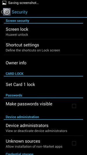 Select Screen lock