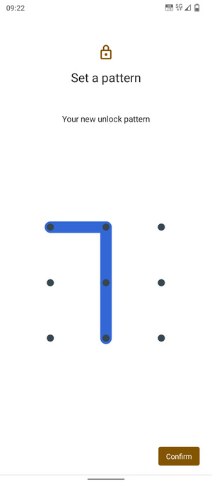 Draw the unlock pattern again and select Confirm