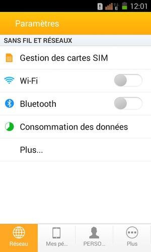 Sélectionnez Réseau puis Plus...