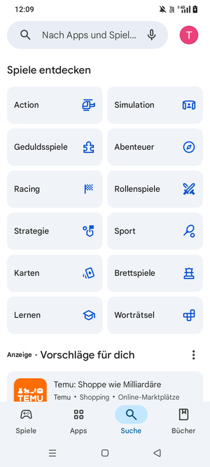 Wählen Sie die Suchleiste