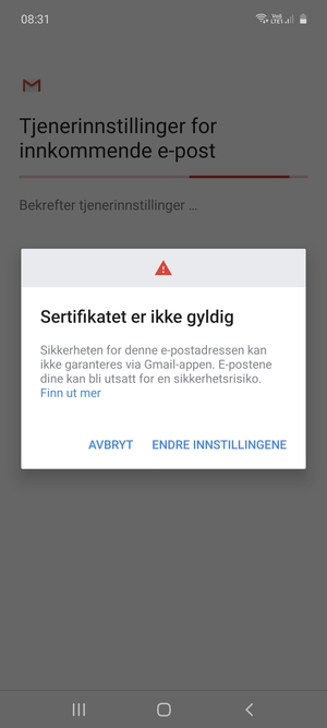 Velg ENDRE INNSTILLINGENE
