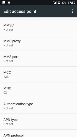 Scroll down and enter MMS information