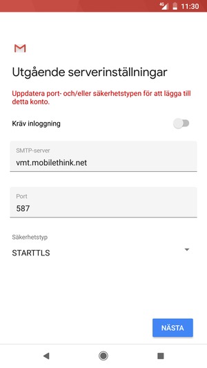 Välj Säkerhetstyp