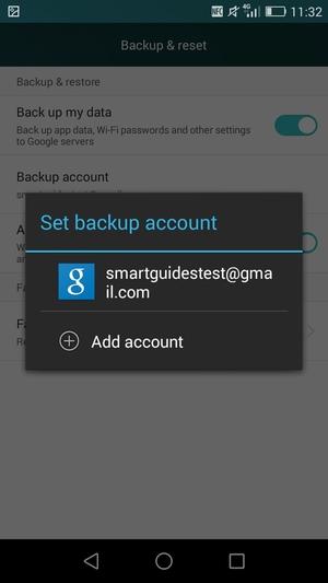 Select your backup account
