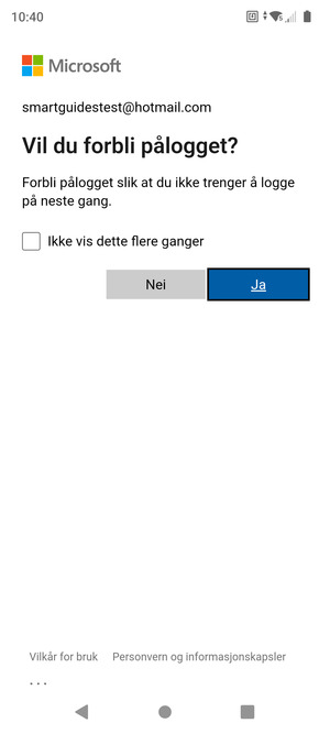Velg ønsket alternativ