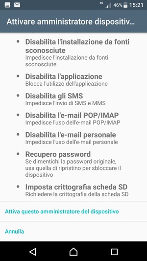 Scorri  e seleziona Attiva questo amministratore del dispositivo