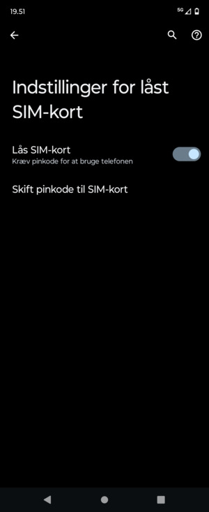 Vælg Skift PIN-kode til SIM-kort