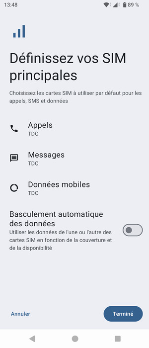 Sélectionnez votre options préférées et sélectionnez Terminé
