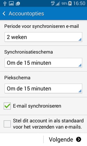 Selecteer Volgende