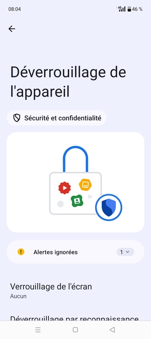 Sélectionnez Verrouillage de l'écran