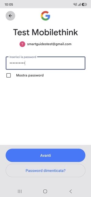 Inserisci la tua password di Gmail e seleziona Avanti