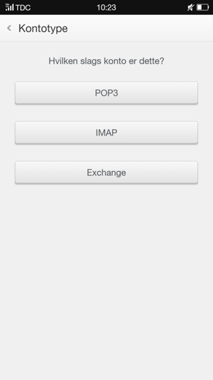 Vælg POP3 eller IMAP