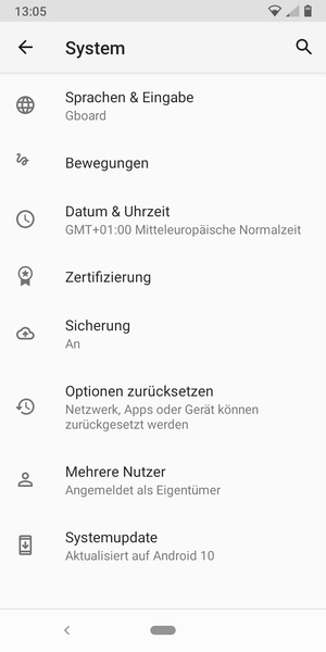 Wählen Sie Systemupdate