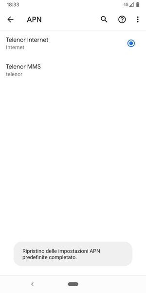 Seleziona il tasto Menu