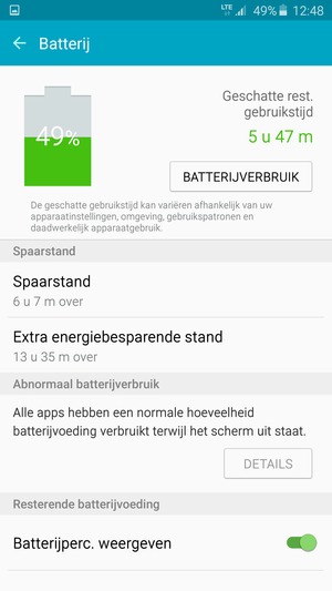 Selecteer Extra energiebesparende stand