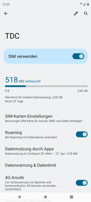 Schalten Sie Roaming an oder aus