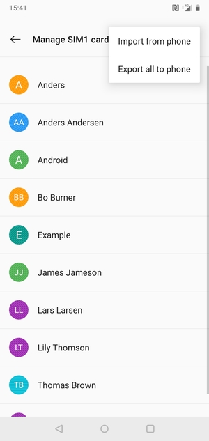 Select Export all to phone