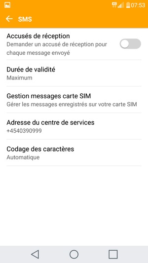 Sélectionnez Adresse du centre de services
