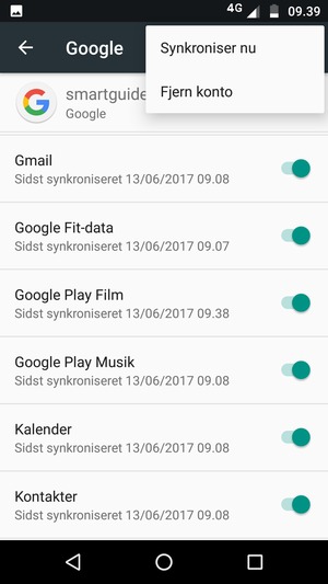 Vælg Synkroniser nu